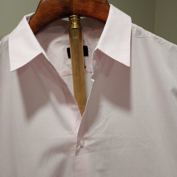 H&M MEN'S SHORT SLEEVE BABY PINK MEN'S DRESS SHIRT COTTON MIX SIZE XL - Picture 5 of 5